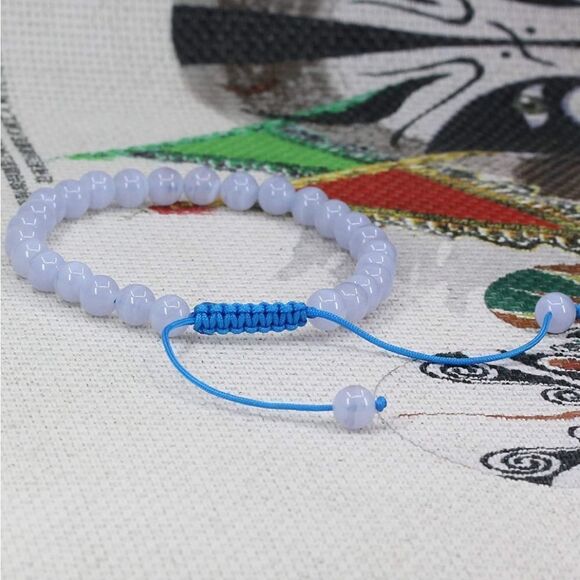 Amandastones Natural Grade AA Blue Lace Agate Bracelet - Picture 2 of 6